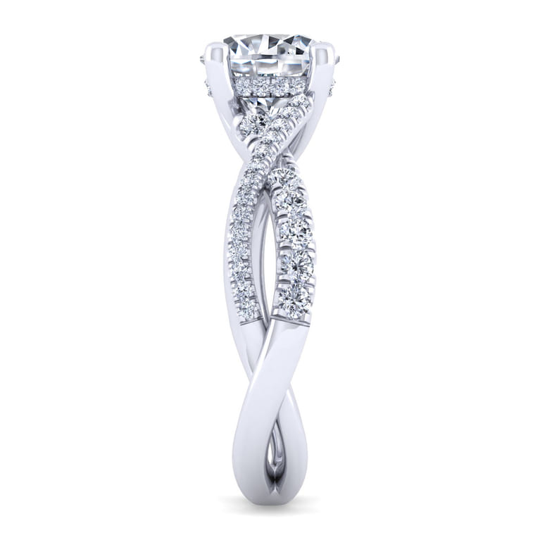 Sandrine - 14K White Gold Twisted Round Diamond Engagement Ring - 0.4 ct - Shot 5