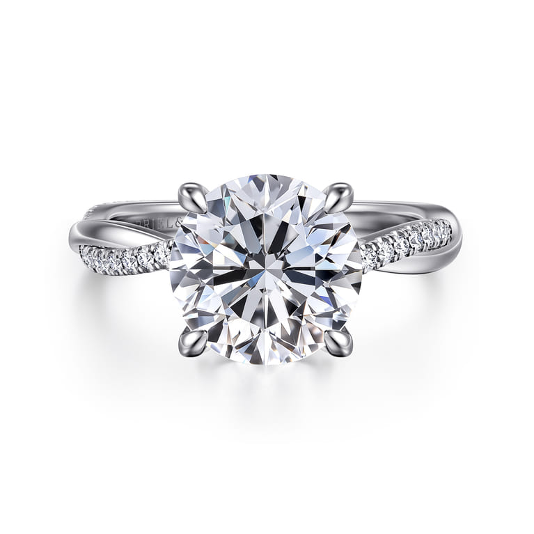 Campana - 14K White Gold Round Diamond Engagement Ring - 0.14 ct - Shot 1