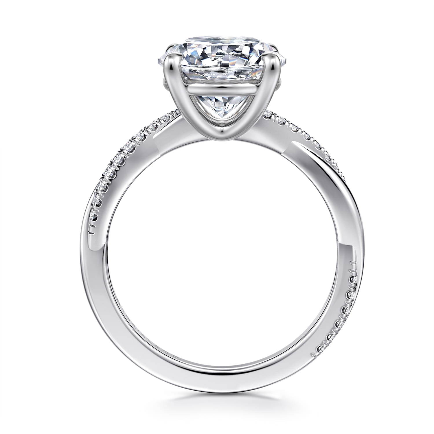 Campana - 14K White Gold Round Diamond Engagement Ring - 0.14 ct - Shot 2