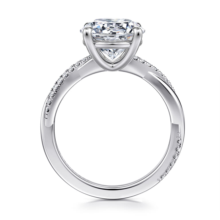 Campana - 14K White Gold Round Diamond Engagement Ring - 0.14 ct - Shot 2