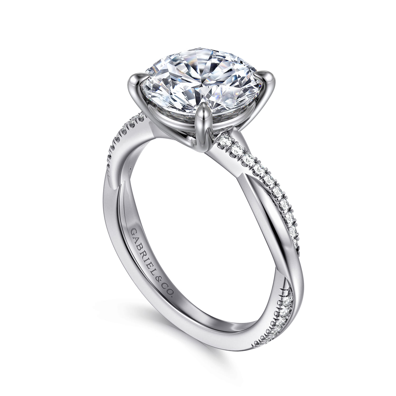 Campana - 14K White Gold Round Diamond Engagement Ring - 0.14 ct - Shot 3