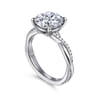 Campana - 14K White Gold Round Diamond Engagement Ring - 0.14 ct