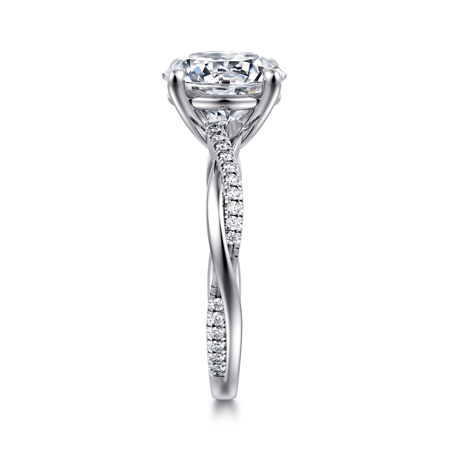 Campana - 14K White Gold Round Diamond Engagement Ring - 0.14 ct - Shot 4