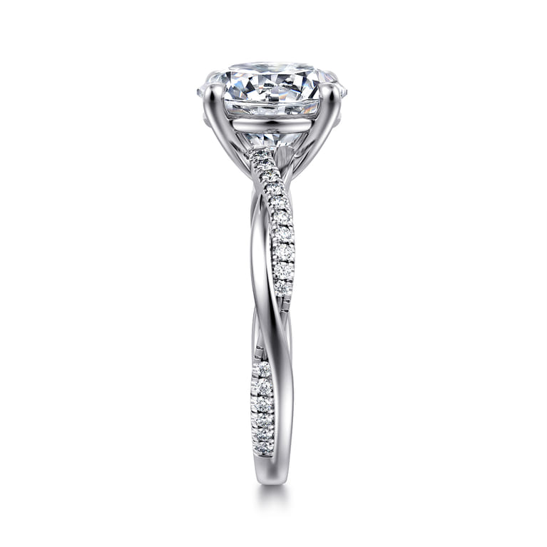 Campana - 14K White Gold Round Diamond Engagement Ring - 0.14 ct - Shot 4