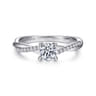 Campana - 14K White Gold Round Diamond Engagement Ring - 0.14 ct