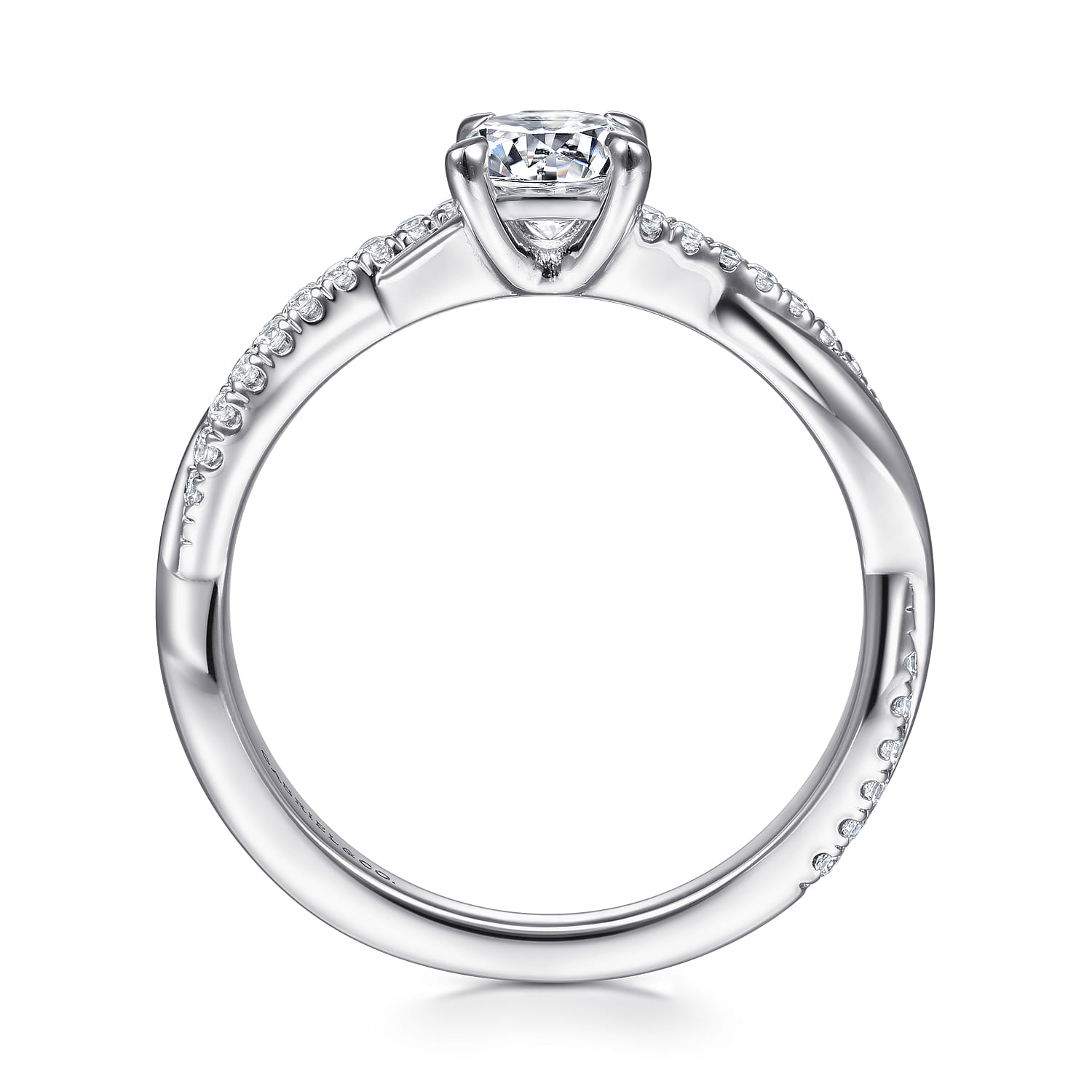 Campana - 14K White Gold Round Diamond Engagement Ring - 0.14 ct - Shot 2