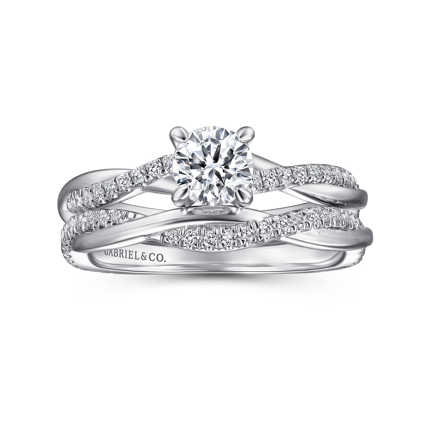 Campana - 14K White Gold Round Diamond Engagement Ring - 0.14 ct - Shot 4