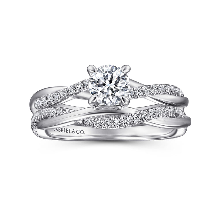 Campana - 14K White Gold Round Diamond Engagement Ring - 0.14 ct - Shot 4