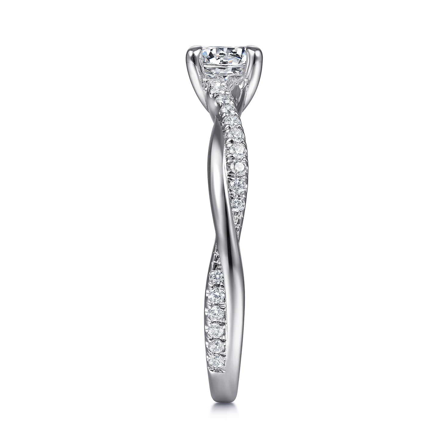 Campana - 14K White Gold Round Diamond Engagement Ring - 0.14 ct - Shot 5