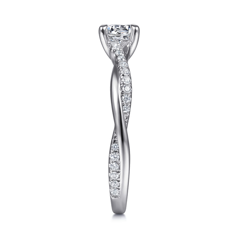Campana - 14K White Gold Round Diamond Engagement Ring - 0.14 ct - Shot 5