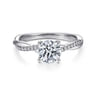 Campana - 14K White Gold Round Diamond Engagement Ring - 0.14 ct