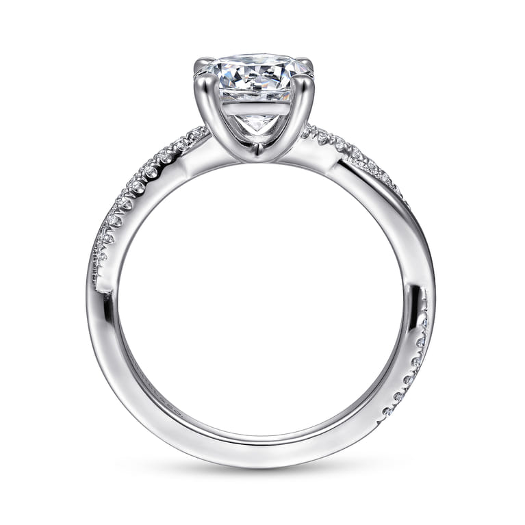 Campana - 14K White Gold Round Diamond Engagement Ring - 0.14 ct - Shot 2