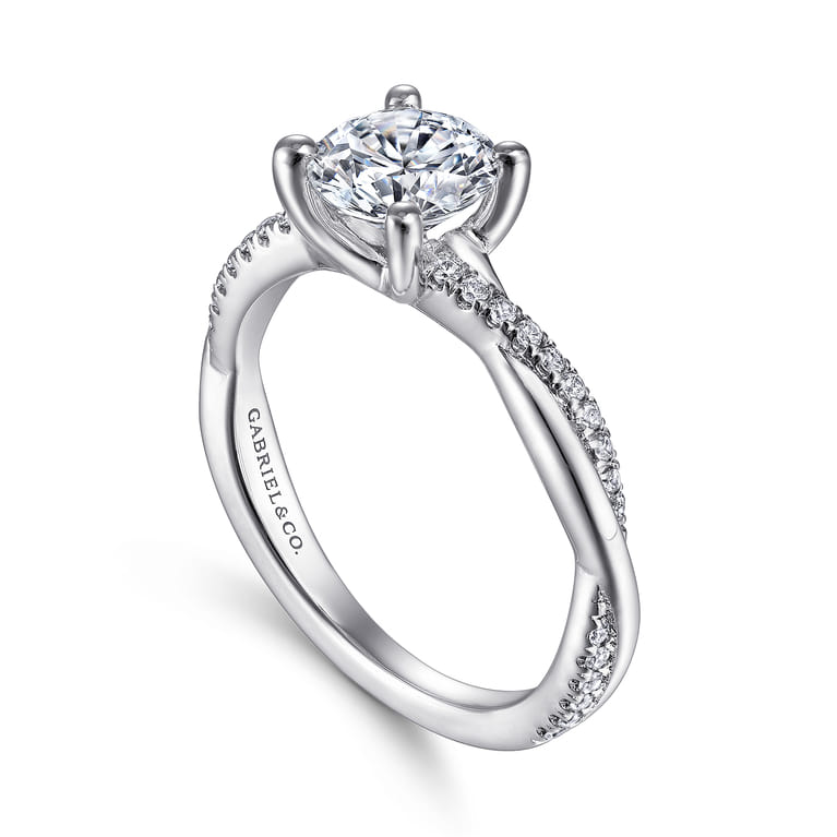 Campana - 14K White Gold Round Diamond Engagement Ring - 0.14 ct - Shot 3
