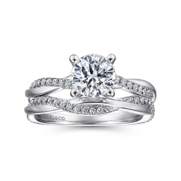 Campana - 14K White Gold Round Diamond Engagement Ring - 0.14 ct - Shot 4