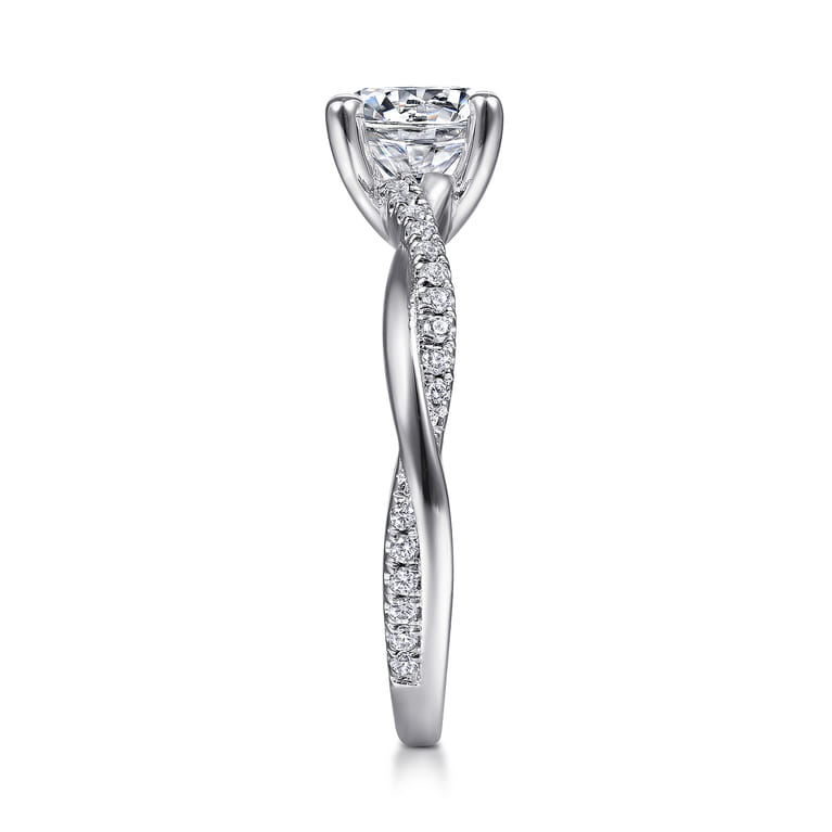 Campana - 14K White Gold Round Diamond Engagement Ring - 0.14 ct - Shot 5
