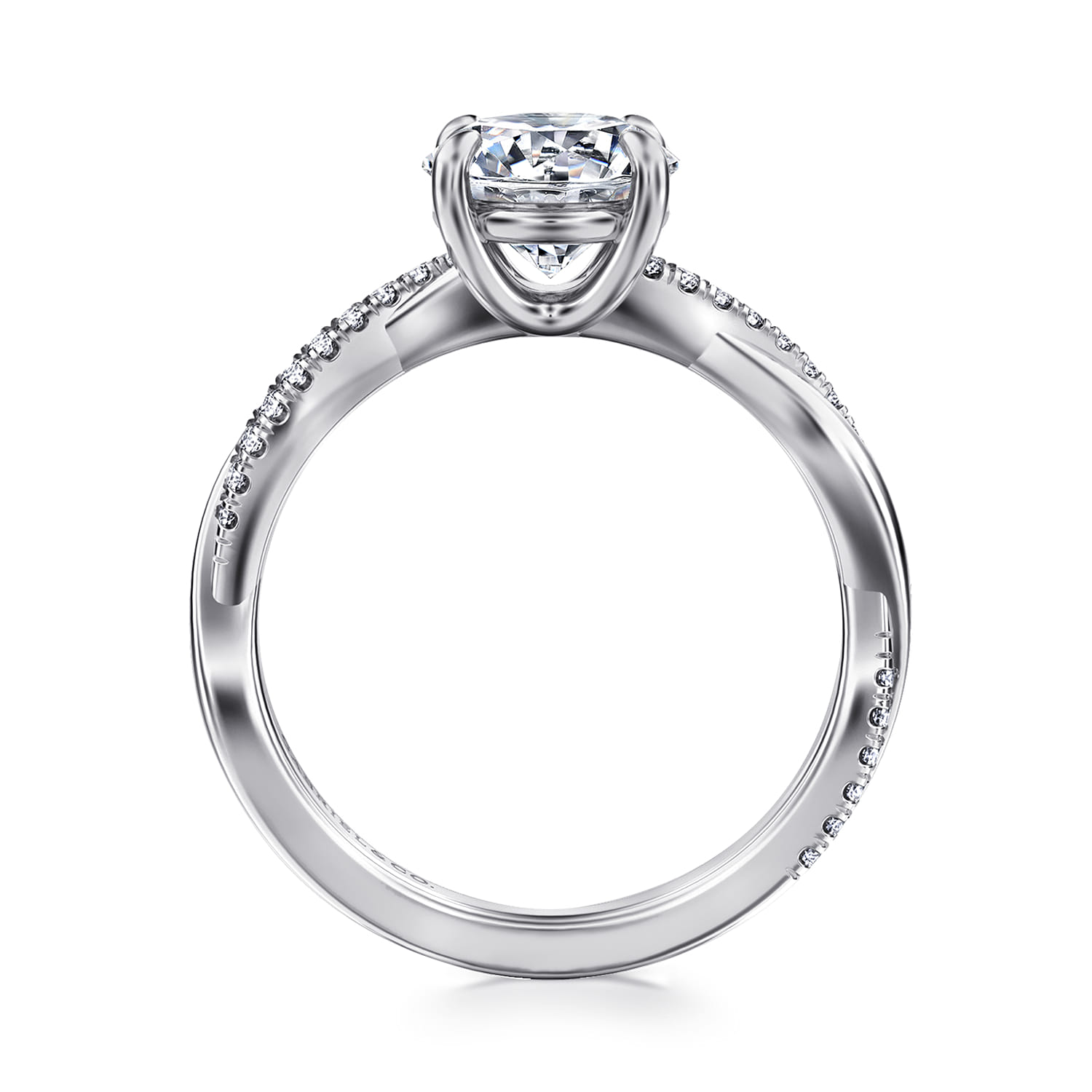 Campana - 14K White Gold Round Twisted Diamond Engagement Ring - 0.14 ct - Shot 2