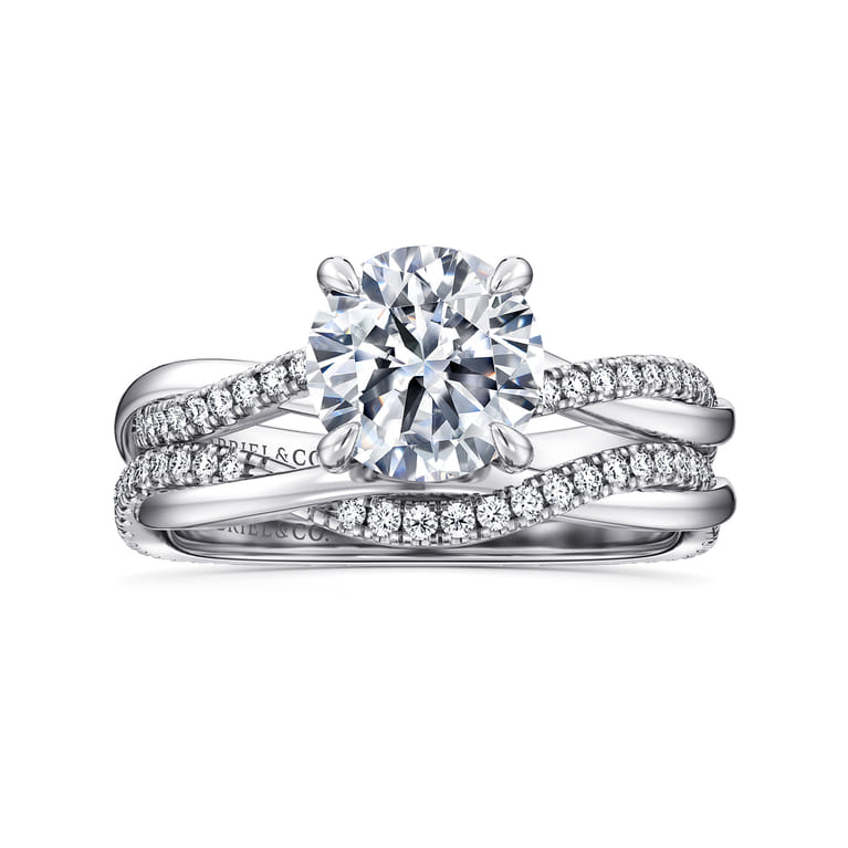 Campana - 14K White Gold Round Twisted Diamond Engagement Ring - 0.14 ct - Shot 4