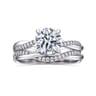Campana - 14K White Gold Round Twisted Diamond Engagement Ring - 0.14 ct