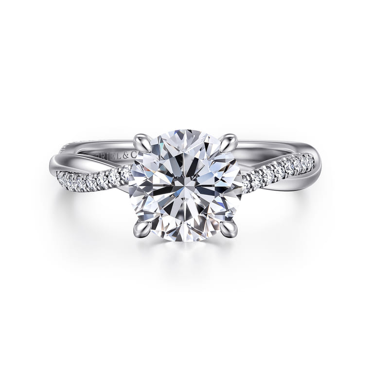 Campana - 14K White Gold Round Diamond Engagement Ring - 0.14 ct - Shot 1