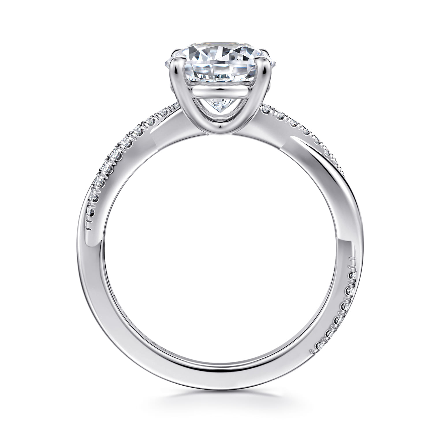 Campana - 14K White Gold Round Diamond Engagement Ring - 0.14 ct - Shot 2