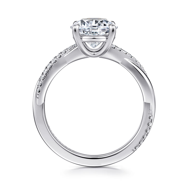 Campana - 14K White Gold Round Diamond Engagement Ring - 0.14 ct - Shot 2