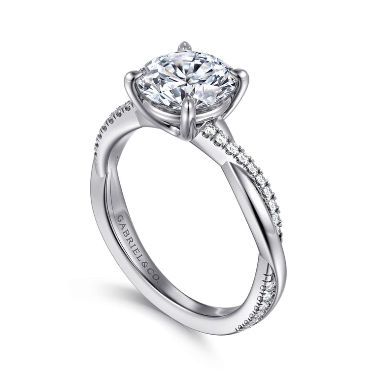 Campana - 14K White Gold Round Diamond Engagement Ring - 0.14 ct - Shot 3