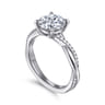 Campana - 14K White Gold Round Diamond Engagement Ring - 0.14 ct