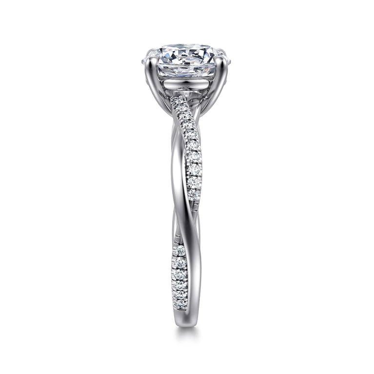 Campana - 14K White Gold Round Diamond Engagement Ring - 0.14 ct - Shot 4