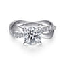 Rhapsody - 14K White Gold Round Twisted Diamond Engagement Ring - 0.4 ct