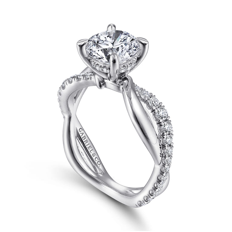 Rhapsody - 14K White Gold Round Twisted Diamond Engagement Ring - 0.4 ct - Shot 3