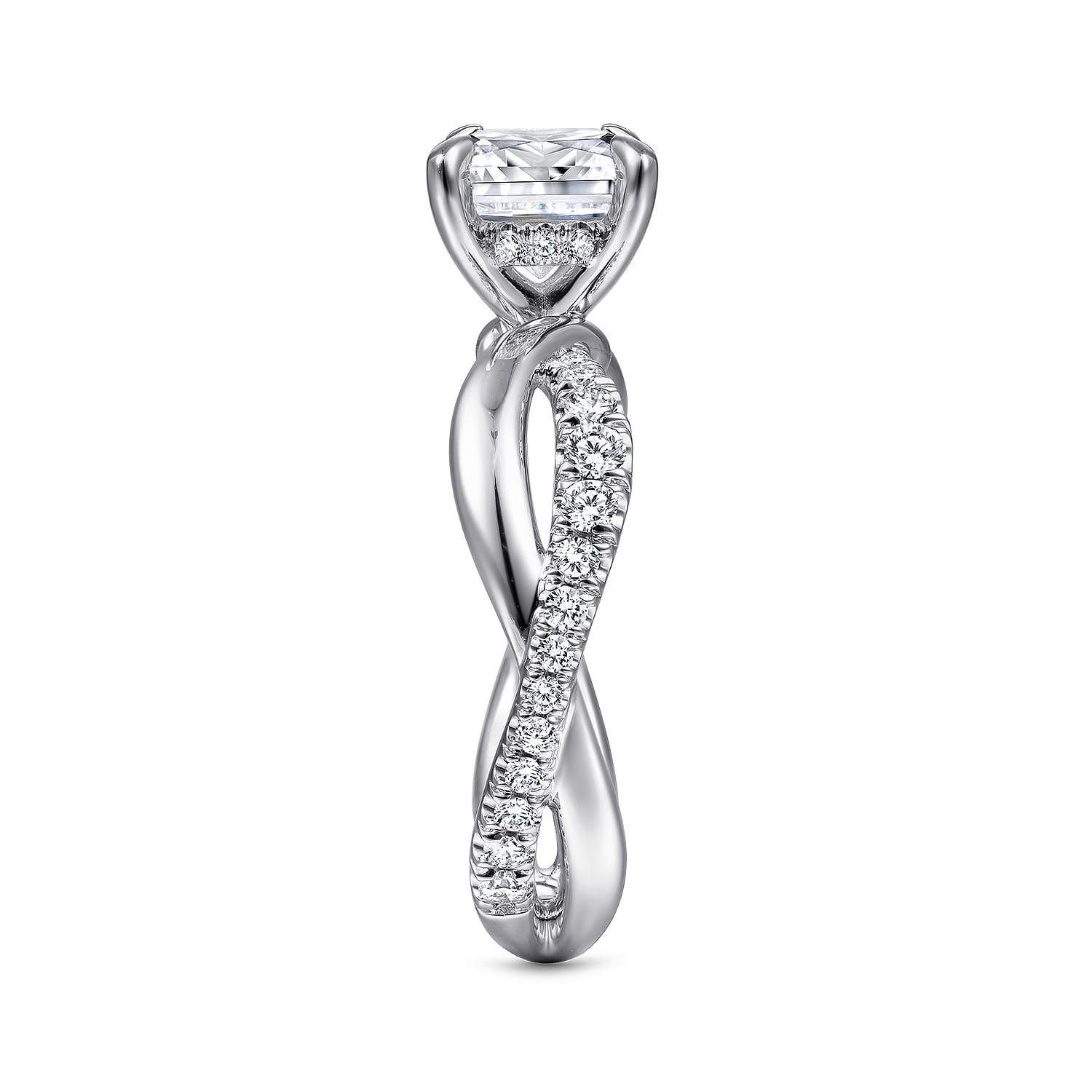 Rhapsody - 14K White Gold Round Twisted Diamond Engagement Ring - 0.4 ct - Shot 5