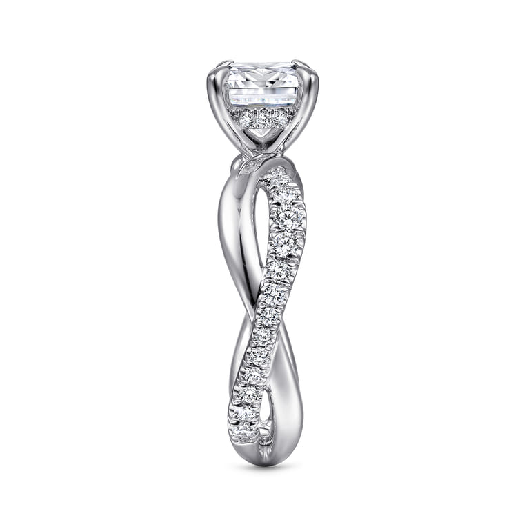 Rhapsody - 14K White Gold Round Twisted Diamond Engagement Ring - 0.4 ct - Shot 5