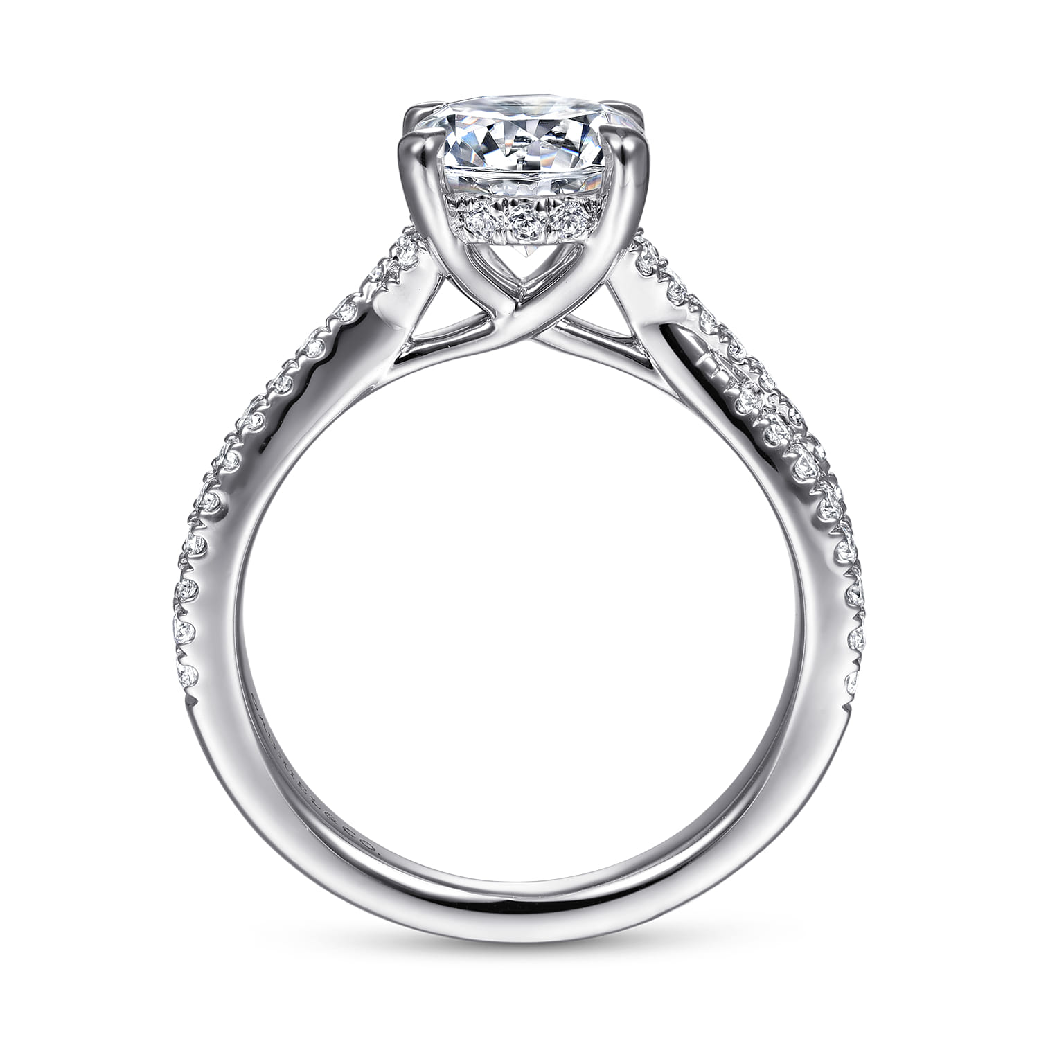 Quinlan - 14K White Gold Twisted Round Diamond Engagement Ring - 0.4 ct - Shot 2