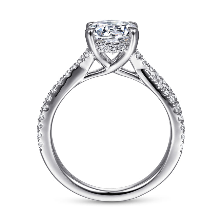 Quinlan - 14K White Gold Twisted Round Diamond Engagement Ring - 0.4 ct - Shot 2