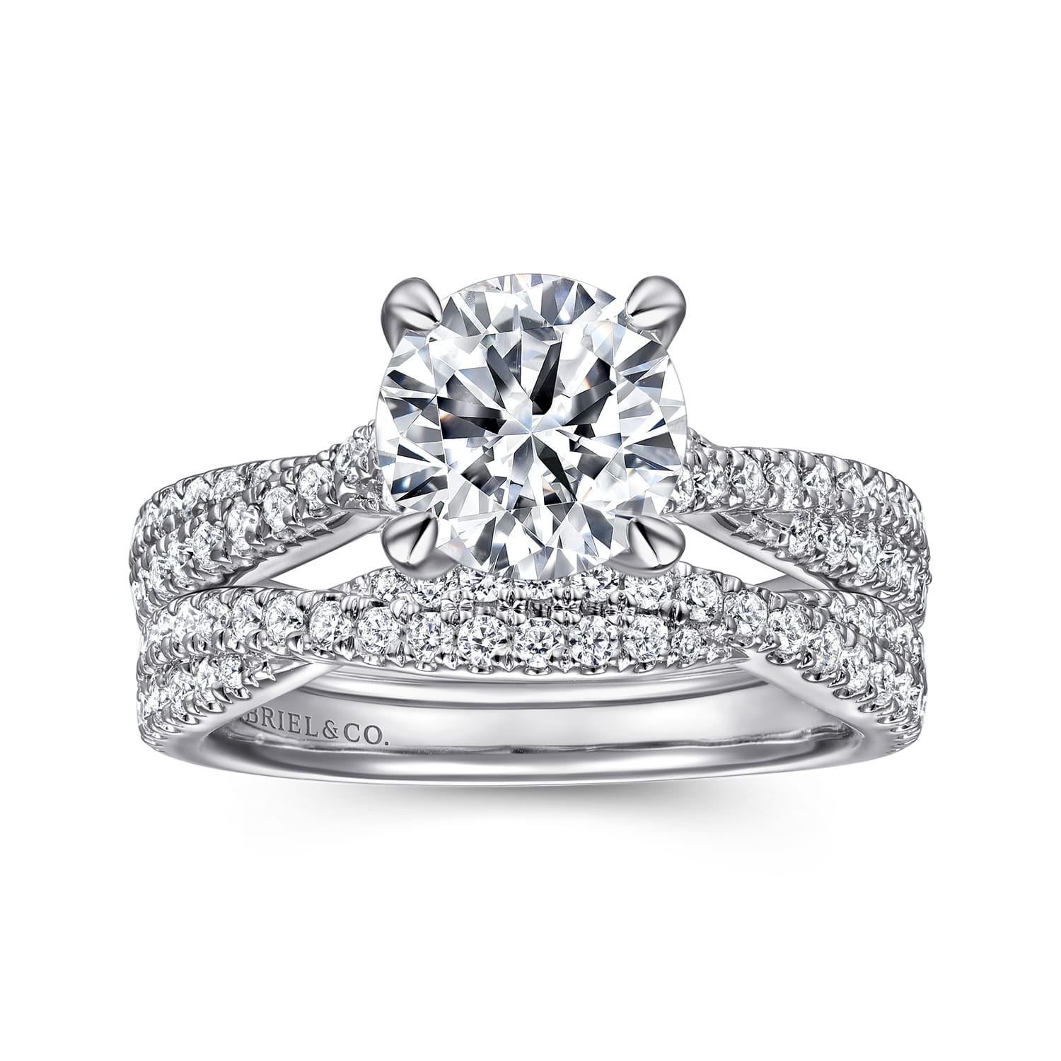 Quinlan - 14K White Gold Twisted Round Diamond Engagement Ring - 0.4 ct - Shot 4