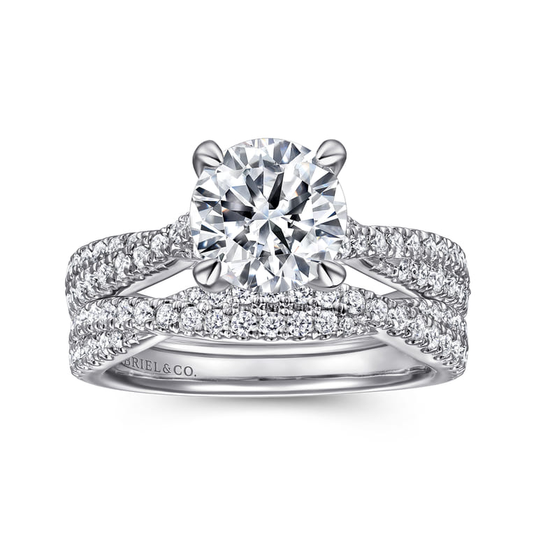 Quinlan - 14K White Gold Twisted Round Diamond Engagement Ring - 0.4 ct - Shot 4