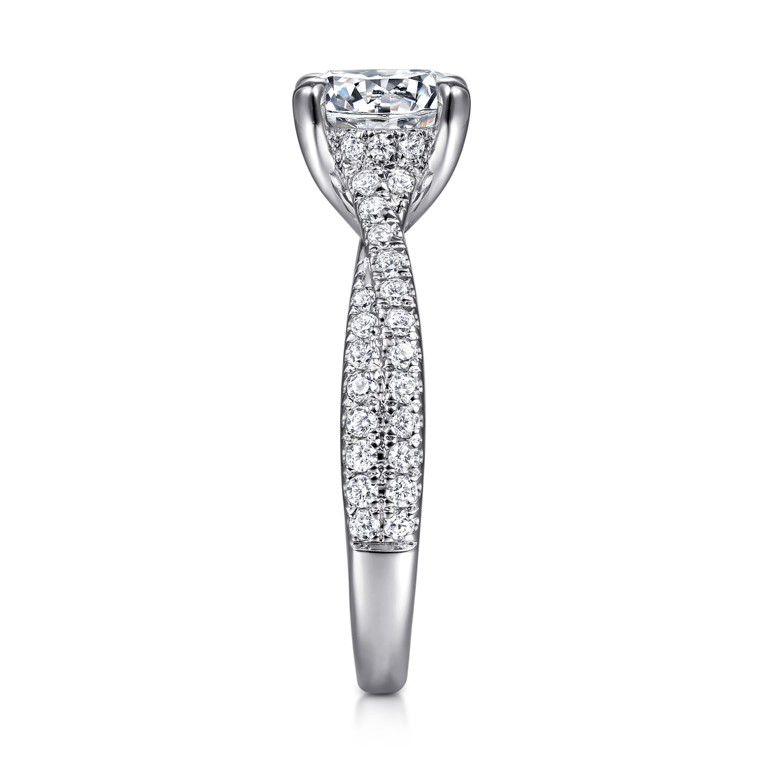 Quinlan - 14K White Gold Twisted Round Diamond Engagement Ring - 0.4 ct - Shot 5