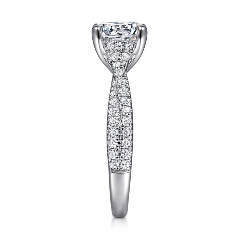 Quinlan - 14K White Gold Twisted Round Diamond Engagement Ring - 0.4 ct - Shot 5