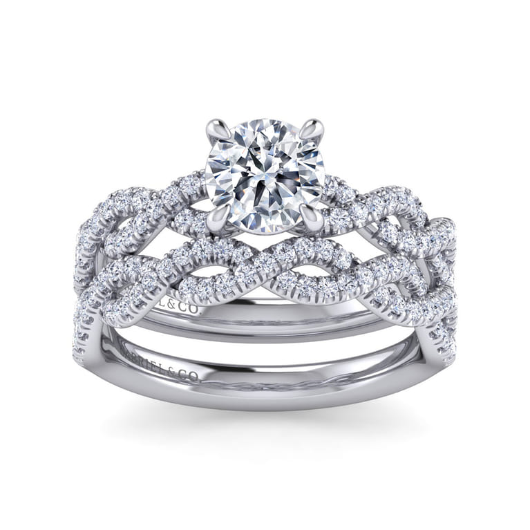 Josefina - 14K White Gold Twisted Round Diamond Engagement Ring - 0.24 ct - Shot 2