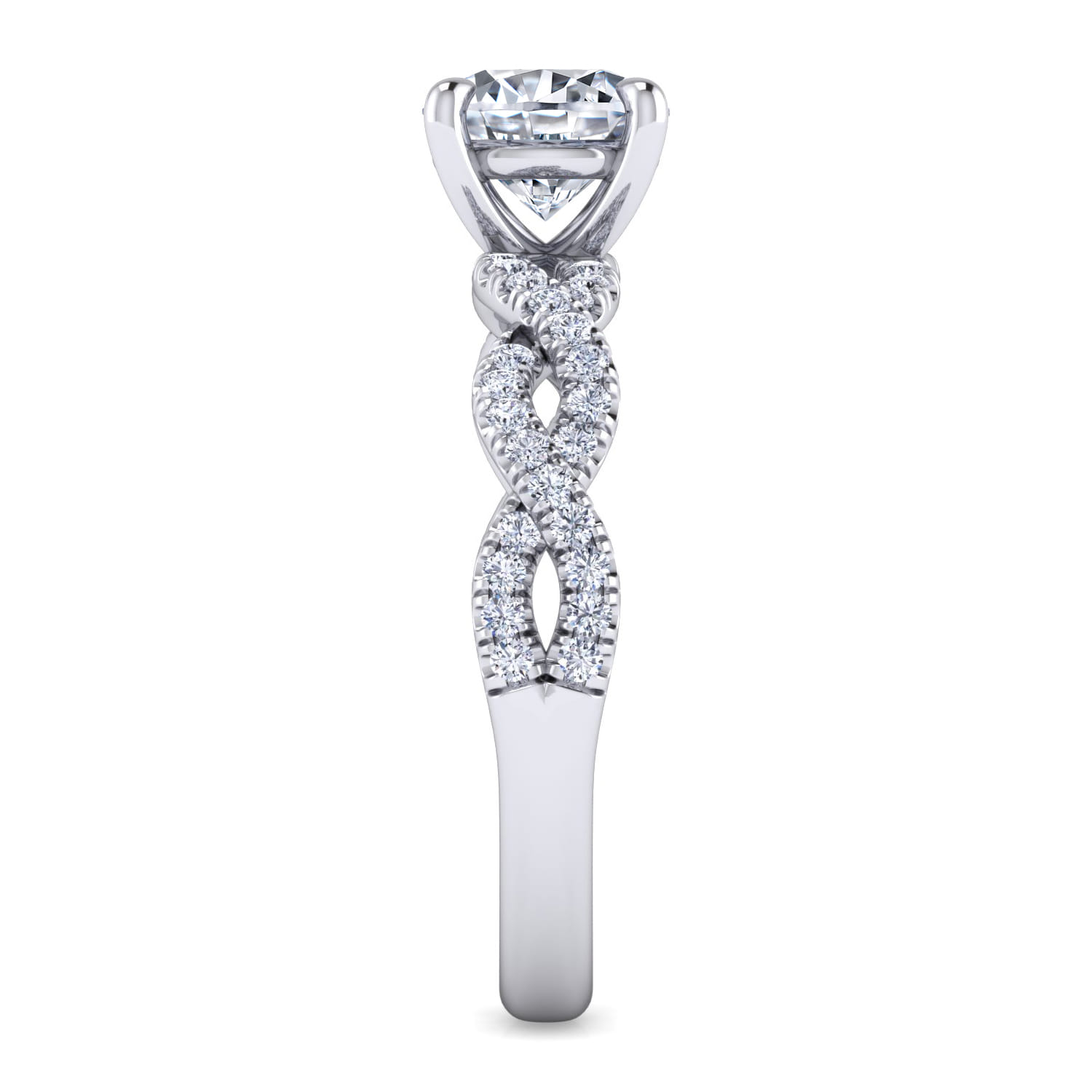 Josefina - 14K White Gold Twisted Round Diamond Engagement Ring - 0.24 ct - Shot 3