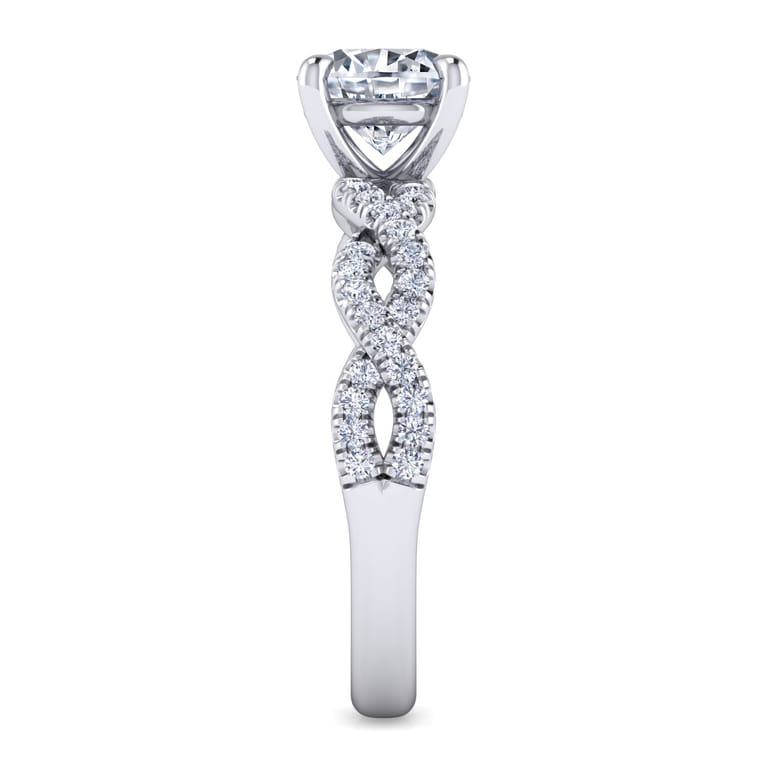 Josefina - 14K White Gold Twisted Round Diamond Engagement Ring - 0.24 ct - Shot 3