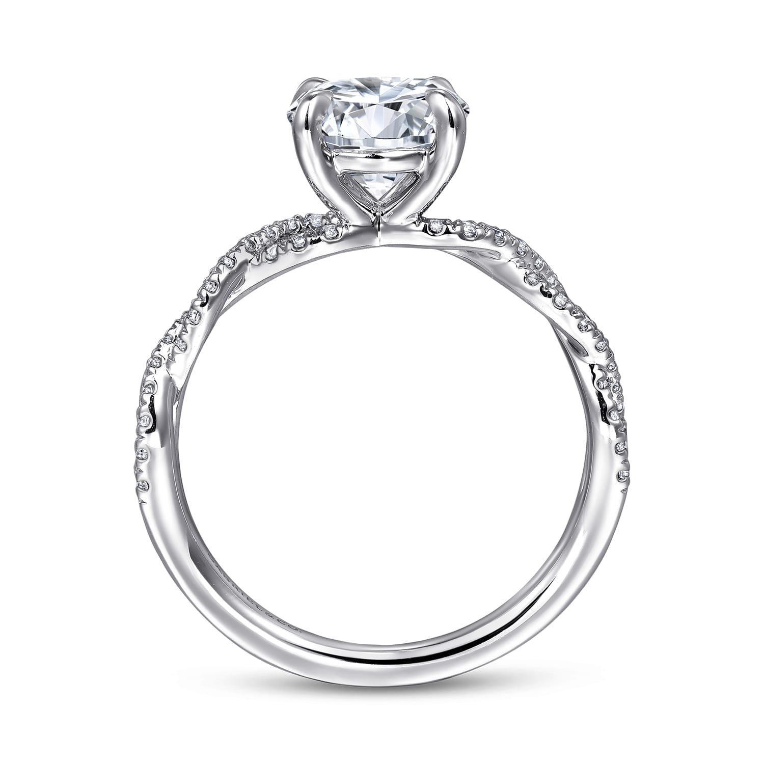 Josefina - 14K White Gold Twisted Round Diamond Engagement Ring - 0.24 ct - Shot 2