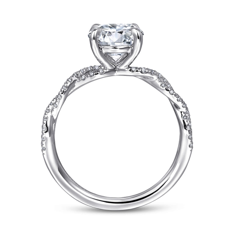 Josefina - 14K White Gold Twisted Round Diamond Engagement Ring - 0.24 ct - Shot 2