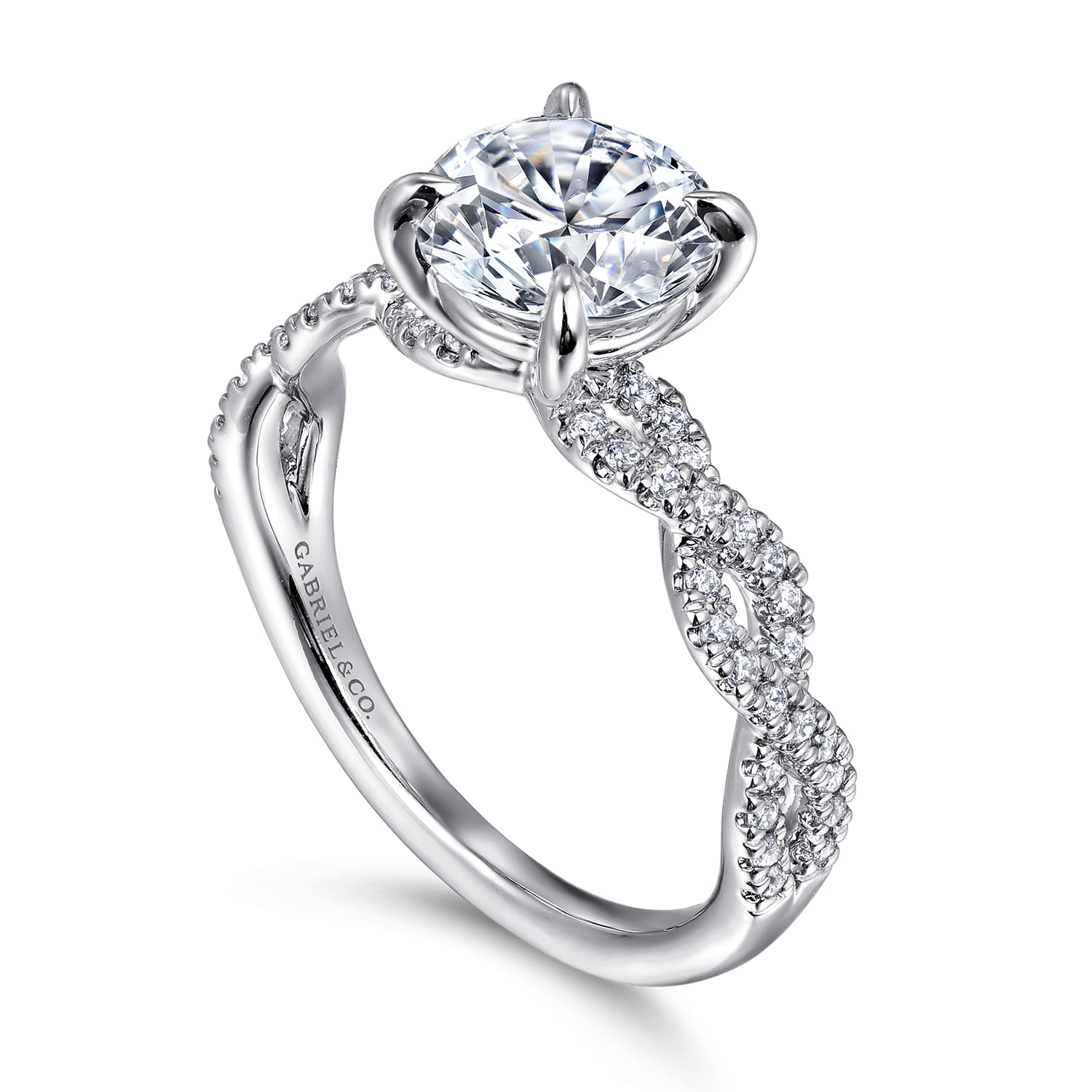 Josefina - 14K White Gold Twisted Round Diamond Engagement Ring - 0.24 ct - Shot 3