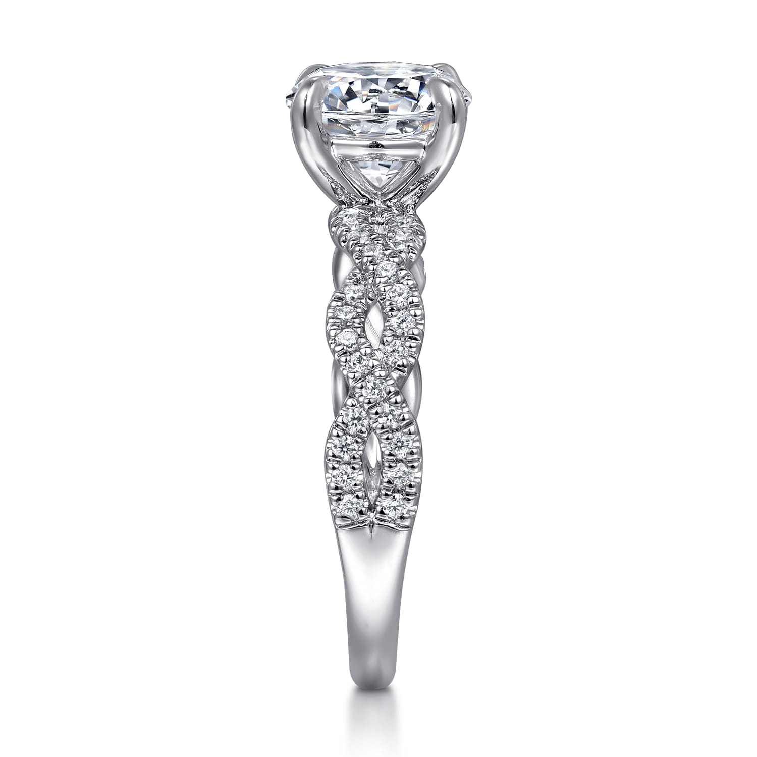 Josefina - 14K White Gold Twisted Round Diamond Engagement Ring - 0.24 ct - Shot 5