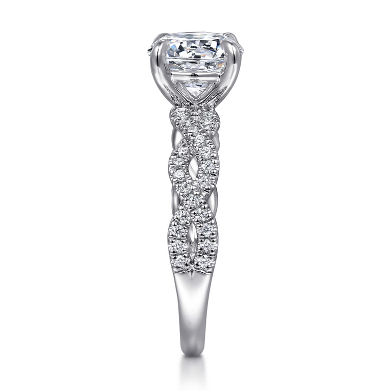 Josefina - 14K White Gold Twisted Round Diamond Engagement Ring - 0.24 ct - Shot 5