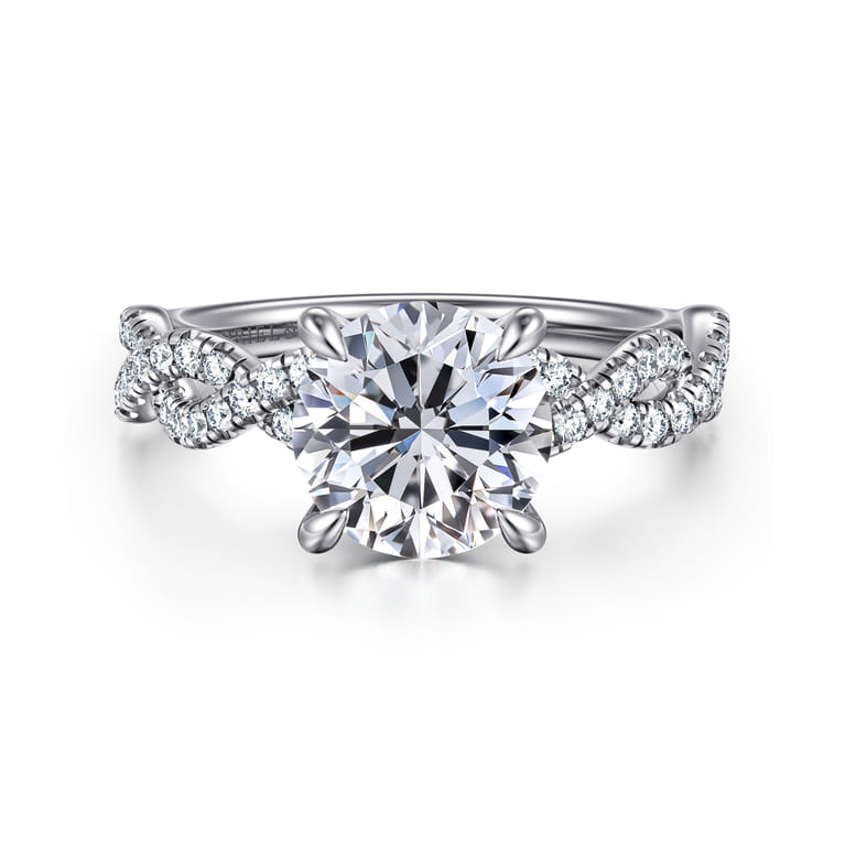 Josefina - 14K White Gold Twisted Round Diamond Engagement Ring - 0.24 ct - Shot 1
