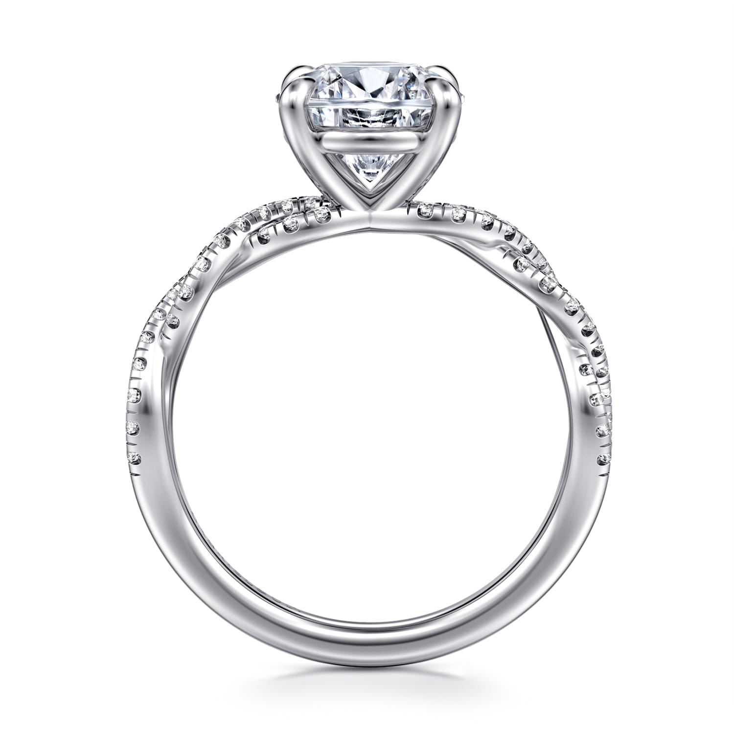Josefina - 14K White Gold Twisted Round Diamond Engagement Ring - 0.24 ct - Shot 2
