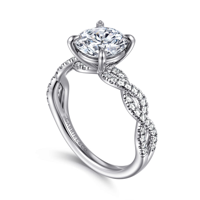 Josefina - 14K White Gold Twisted Round Diamond Engagement Ring - 0.24 ct - Shot 3