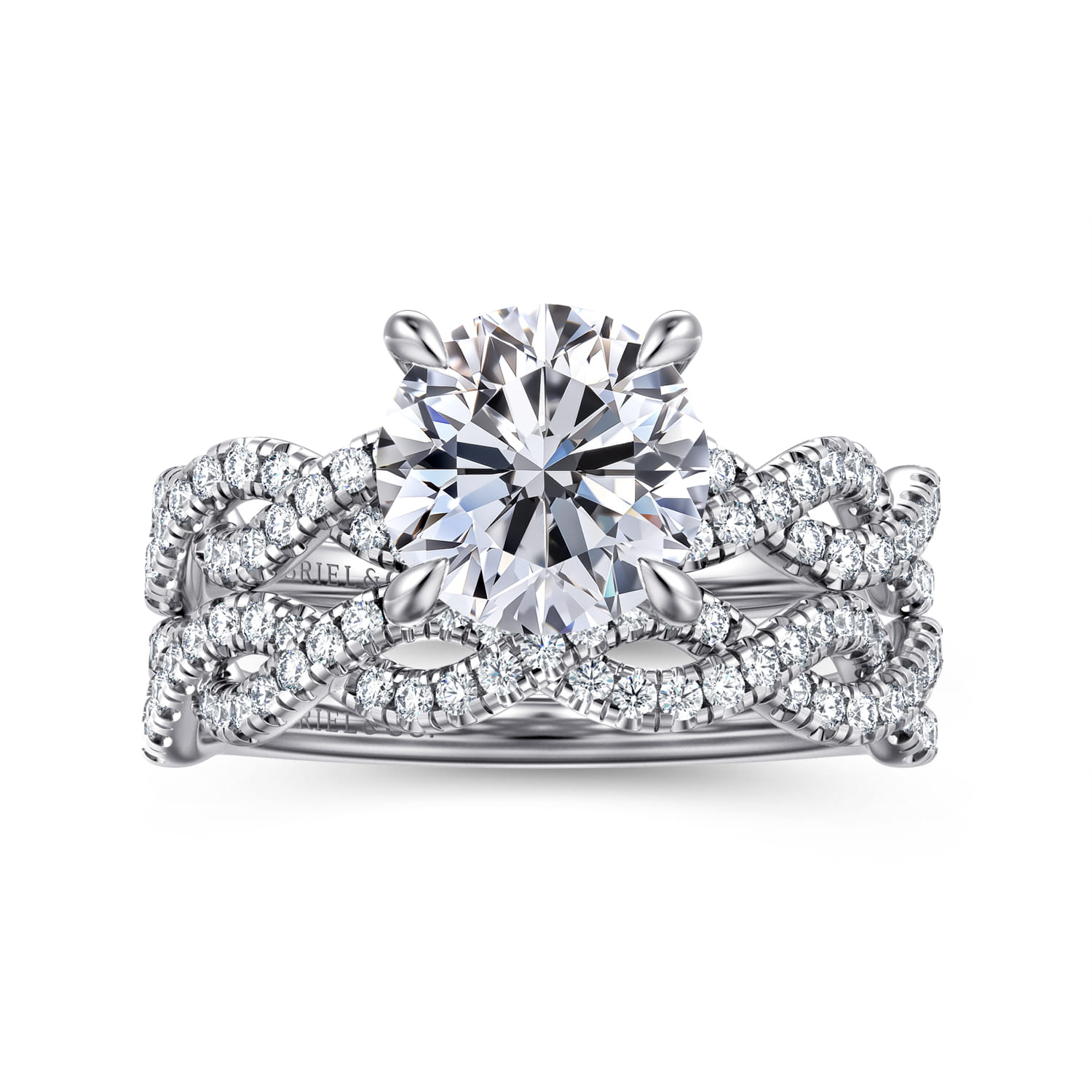 Josefina - 14K White Gold Twisted Round Diamond Engagement Ring - 0.24 ct - Shot 4